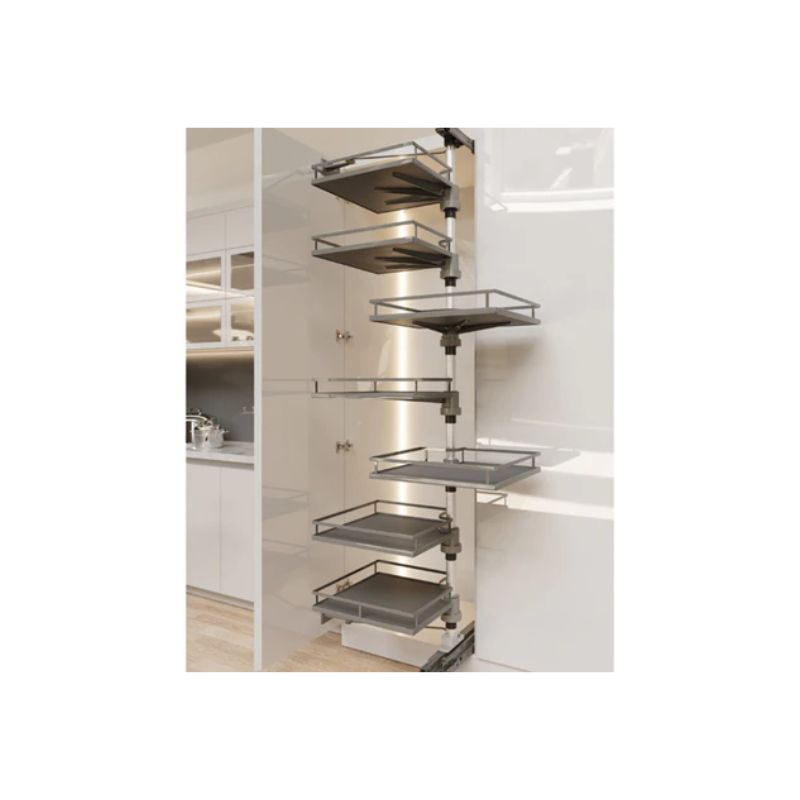 Tủ đồ khô Hafele Kara Vario 595.82.805, tủ xoay 6 tầng, có tấm lót chống trượt rộng tủ 600mm 4 Bộ rổ xoay Hafele Kara Vario 595.82.805 6 tầng