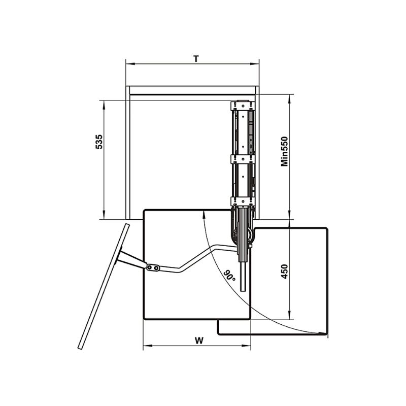 Tủ đồ khô Hafele Kara Vario 595.82.805, tủ xoay 6 tầng, có tấm lót chống trượt rộng tủ 600mm 7 Bộ rổ xoay Hafele Kara Vario 595.82.805 6 tầng