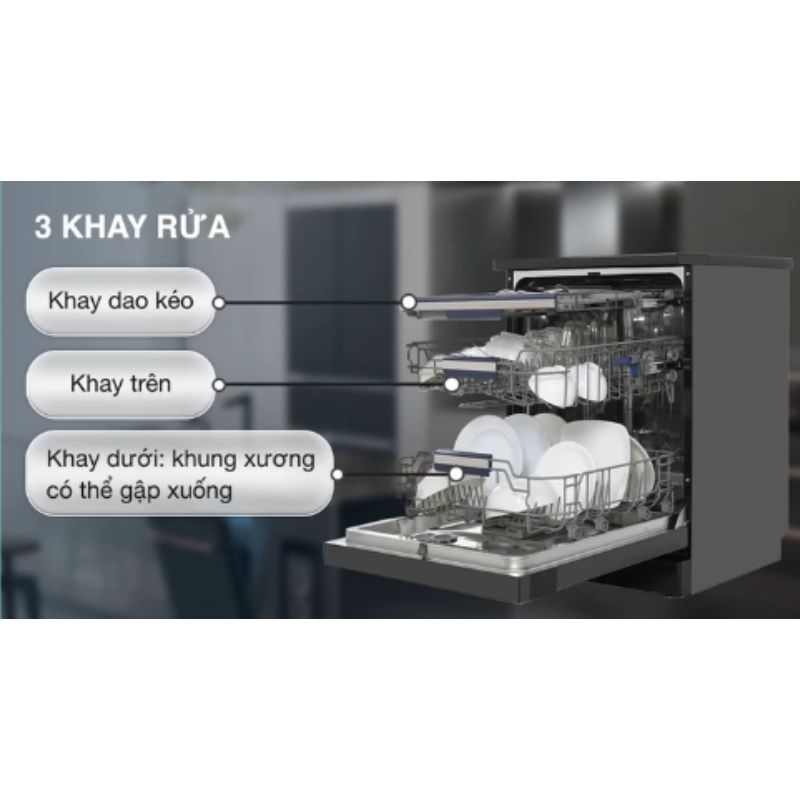 Hafele Máy Rửa Chén HDW-F6051S 538.21.370 – Chính Hãng – Tiết Kiệm Nước, Rửa Sạch Sâu, Vận Hành Êm 6 Khay rửa của máy rửa bát độc lập Hafele HDW-F6051S 538.21.370