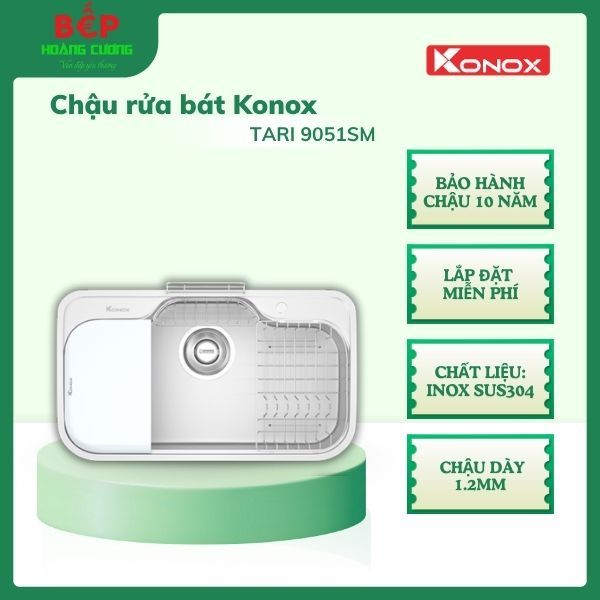 Chậu Rửa Bát Konox Tari 9051SM – Inox SUS304 Dày 1.2mm – Phủ Mạ Crom 3 Chậu Rửa Bát Konox Tari 9051SM – Inox SUS304 Dày 1.2mm – Lắp đặt miễn phí