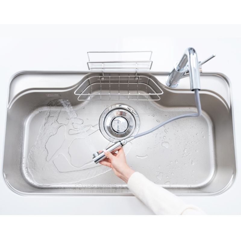 Chậu Rửa Bát Konox Tari 9051SM – Inox SUS304 Dày 1.2mm – Phủ Mạ Crom 4 Ảnh thực tế chậu rửa bát inox 1 hố Konox TARI 9051SR Basic