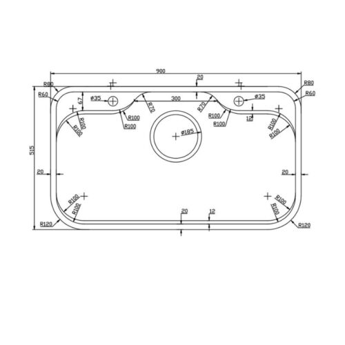 Chậu Rửa Bát Konox Tari 9051SM – Inox SUS304 Dày 1.2mm – Phủ Mạ Crom 11 Kích thước chậu rửa bát inox 1 hố Konox TARI 9051SR Basic