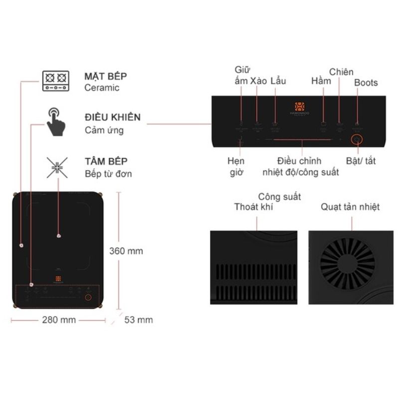 Hawonkoo CEH-107-BA Bếp Từ Đơn + Nồi – Mặt Kính Ceramic Bền – Gia Nhiệt Nhanh – Tự Nhận Diện Nồi 8 Hawonkoo CEH-107-BA Bếp Từ Đơn + Nồi – Mặt Kính Ceramic Bền – Gia Nhiệt Nhanh – Tự Nhận Diện Nồi - Ảnh 6