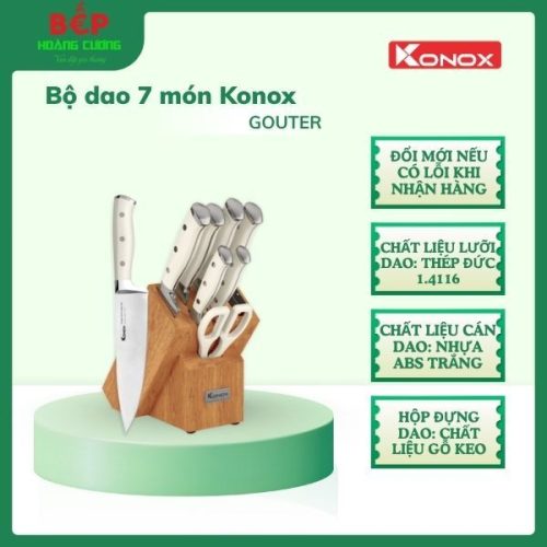 Bộ Dao Làm Bếp Cao Cấp 7 Món Konox Gouter – Chất liệu cán dao nhựa ABS trắng
