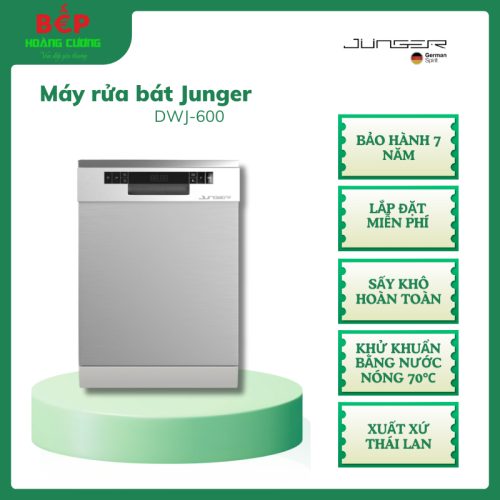 Máy rửa chén Junger DWJ-600 14 bộ, thiết kế sang trọng, tay phun 3 tầng, rửa sạch mạnh mẽ