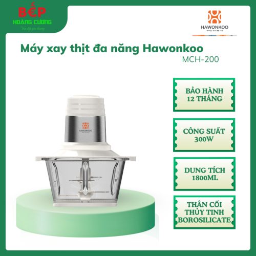 Hawonkoo MCH-200 Máy Xay Thịt Đa Năng – 300W Mạnh Mẽ – 2 Tốc Độ – Chống Trượt An Toàn