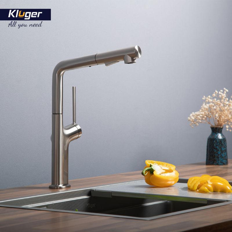 Vòi rửa bát dây rút nóng/lạnh Kluger AMBER Series KLF0001S Xoay 360 độ 8 Ảnh Kluger KLF0001S có dây rút