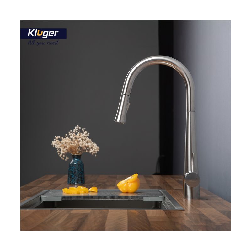 Vòi rửa bát Kluger MOZA Series KLF0009S, Xoay 360 độ, điều chỉnh nóng/lạnh 6 Ảnh Kluger KLF0009S có dây rút
