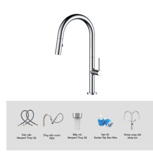 Vòi rửa bát Kluger JADE Series KLF0010C, Xoay 360 độ, điều chỉnh nóng/lạnh 13 Ảnh thông số Kluger KLF0010C có dây rút