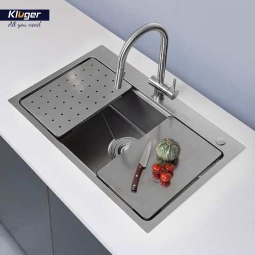 Chậu rửa bát Kluger K800 SERIES KW8181FS – S81 Plus, Bề mặt LINEN dập nổi, Bảo hành 10 năm 14 Ảnh thực tế chậu rửa bát 1 hố Kluger KW8181FS-S81 Plus