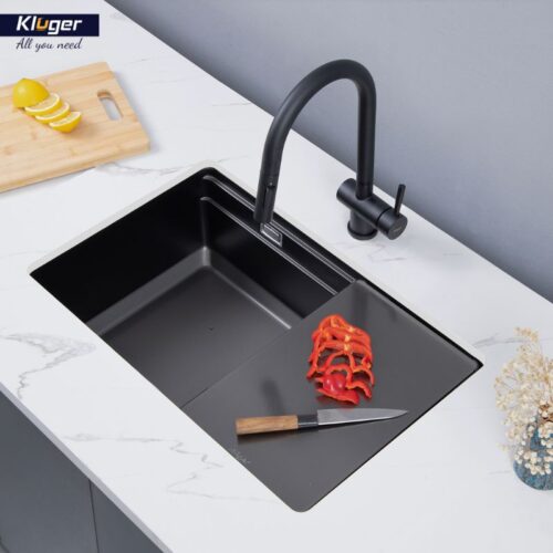 Chậu rửa bát Kluger K600 Series KWU8161FB – S70, Bề mặt LINEN dập nổi, Bảo hành 10 năm 16 Ảnh thực tế chậu rửa bát 1 hố Kluger KWU8161FB-S70