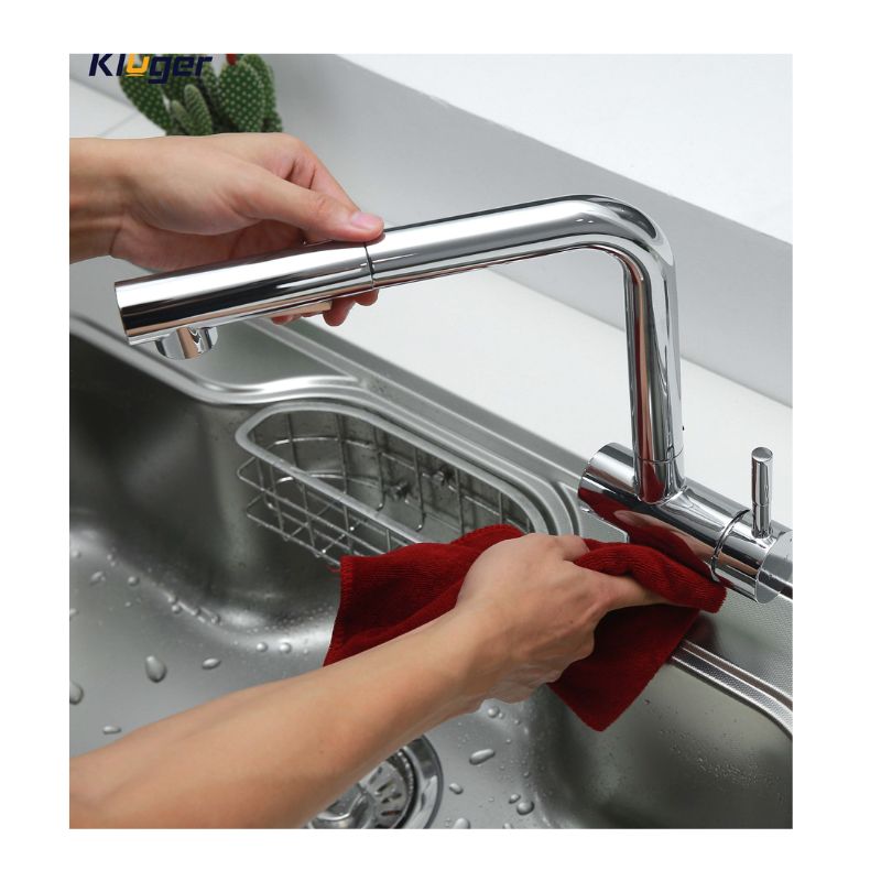 Vòi rửa bát dây rút thế hệ mới Kluger HOPE Series KLF0013C, Xoay 360 độ, điều chỉnh nóng/lạnh 8 Ảnh thực tế Kluger KLF0013C có dây rút