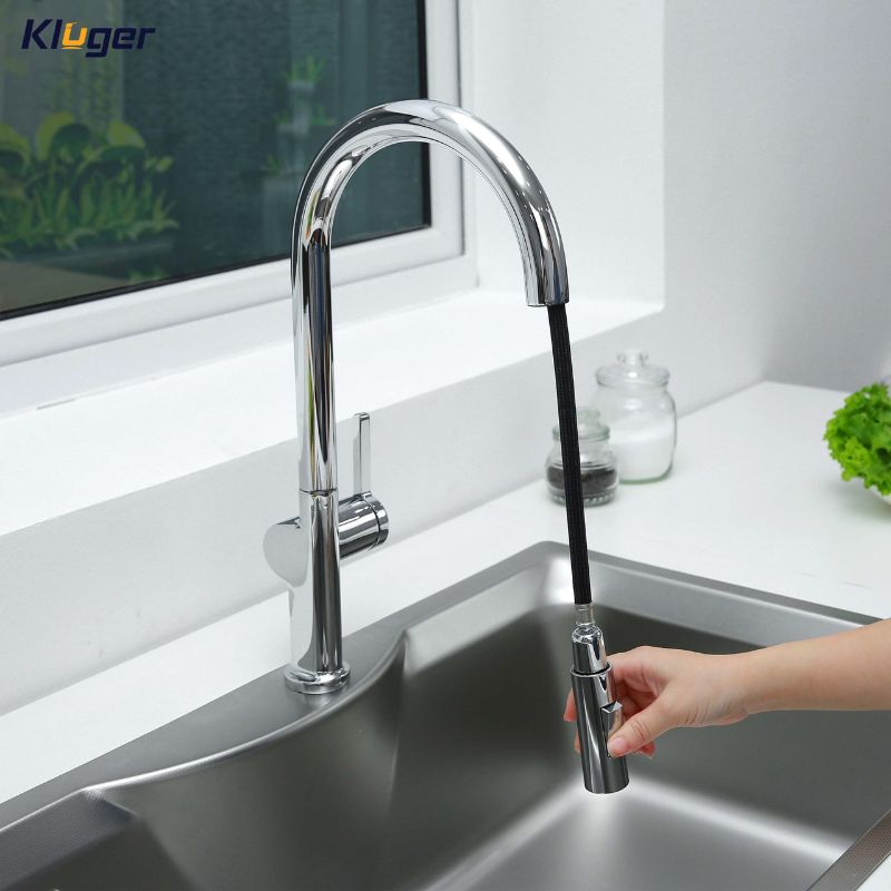 Vòi rửa bát Kluger VINCENT Series KLF0003C, Hợp kim đồng, Xoay 360 độ, điều chỉnh nóng/lạnh 7 Ảnh vòi phun Kluger KLF0003C có dây rút