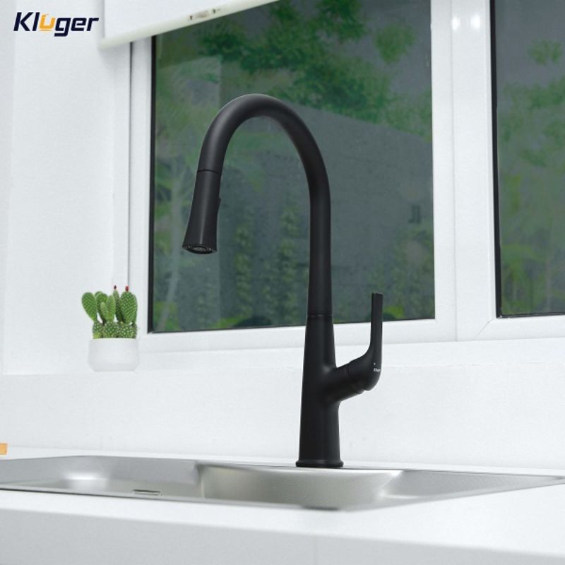 Vòi rửa bát Kluger HARMONY Series KLF0002B, Dây cấp Neoperl Thụy Sỹ, Xoay 360 độ 4 Ảnh vòi rửa bát nóng lạnh Kluger KLF0002B có dây rút