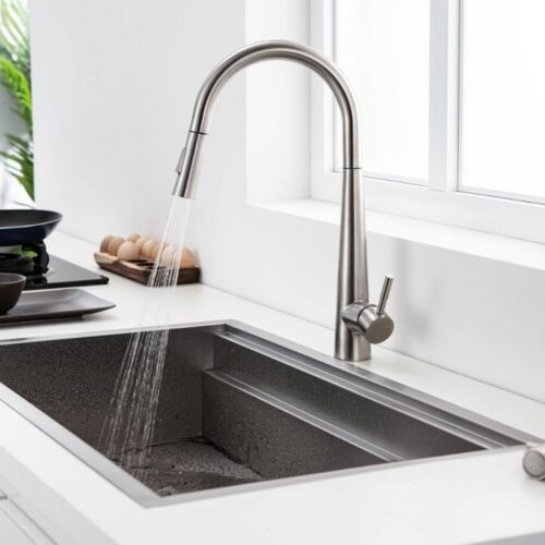 Vòi rửa bát Kluger MOZA Series KLF0009S, Xoay 360 độ, điều chỉnh nóng/lạnh 11 Ảnh vòi rửa bát nóng lạnh Kluger KLF0009S có dây rút