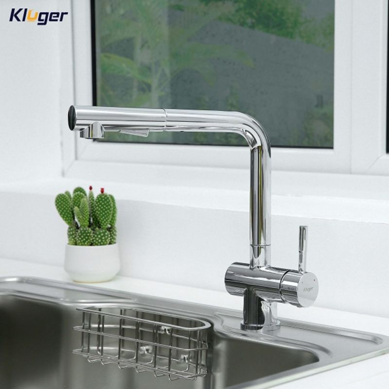 Vòi rửa bát dây rút thế hệ mới Kluger HOPE Series KLF0013C, Xoay 360 độ, điều chỉnh nóng/lạnh 5 Ảnh vòi rửa bát nóng lạnh Kluger KLF0013C có dây rút