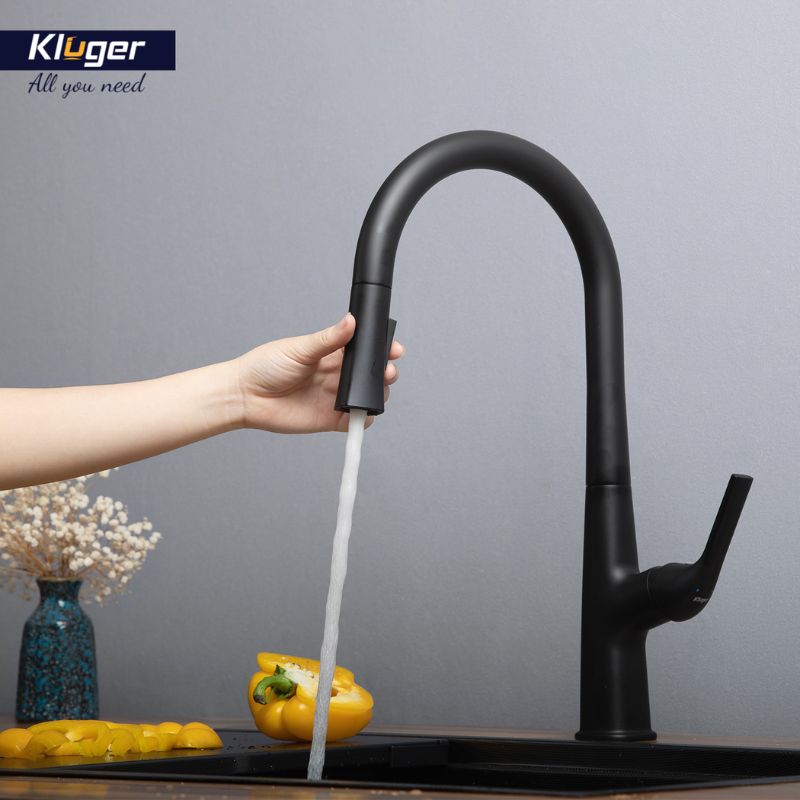 Vòi rửa bát Kluger HARMONY Series KLF0002B, Dây cấp Neoperl Thụy Sỹ, Xoay 360 độ 8 Hình ảnh vòi Kluger KLF0002B có dây rút