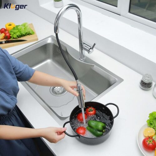 Vòi rửa bát Kluger VINCENT Series KLF0003C, Hợp kim đồng, Xoay 360 độ, điều chỉnh nóng/lạnh 10 Hình ảnh vòi rửa bát nóng lạnh Kluger KLF0003C có dây rút
