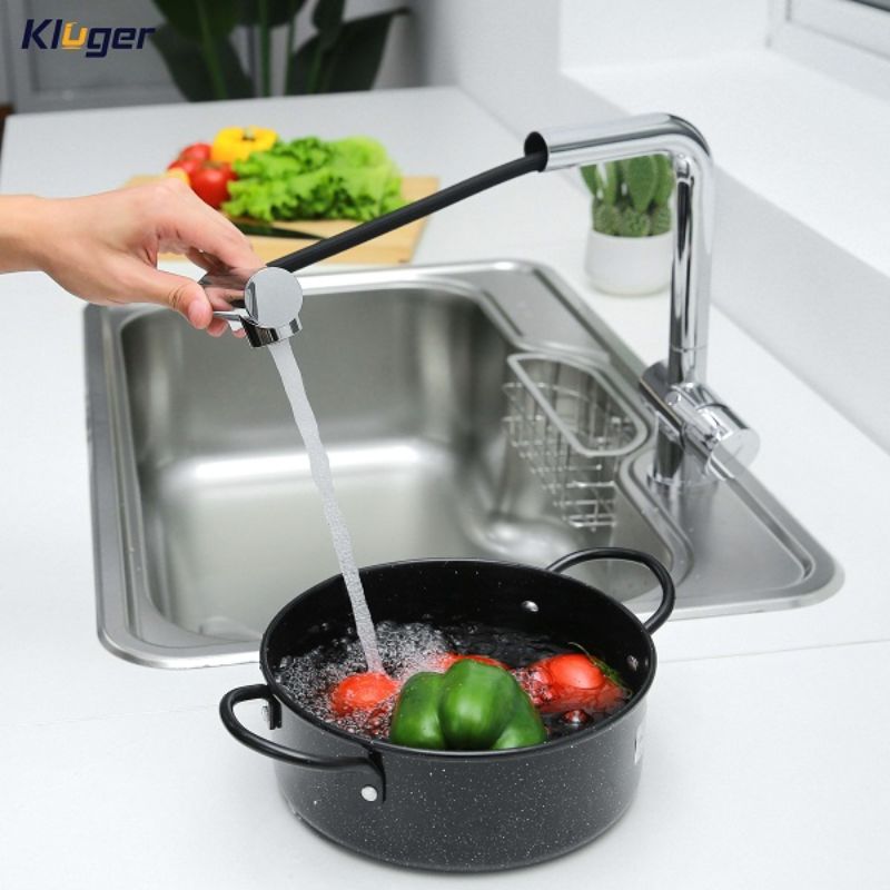 Vòi rửa bát dây rút thế hệ mới Kluger HOPE Series KLF0013C, Xoay 360 độ, điều chỉnh nóng/lạnh 6 Hình ảnh vòi rửa bát nóng lạnh Kluger KLF0013C có dây rút