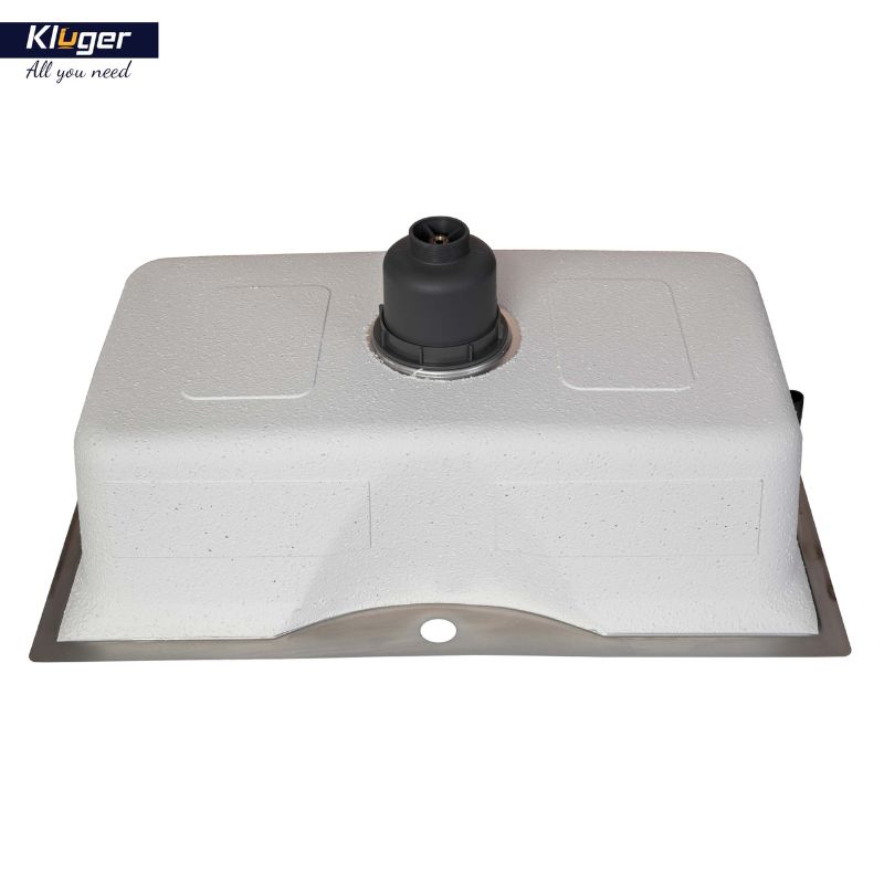 Chậu rửa bát Kluger K900 Series KW8191FS – S79, Bề mặt LINEN dập nổi, Bảo hành 10 năm 7 Mặt sau chậu rửa bát 1 hố Kluger KW8191FS-S79