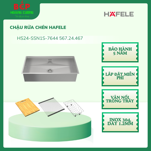 Hafele 567.24.467 Chậu Rửa Chén Inox HS24-SSN1S-7644 - Bề mặt vân nổi chống trầy – Hàng chính hãng 3 Hafele 567.24.467 Chậu Rửa Chén Inox HS24-SSN1S-7644 - Bề mặt vân nổi chống trầy – Hàng chính hãng