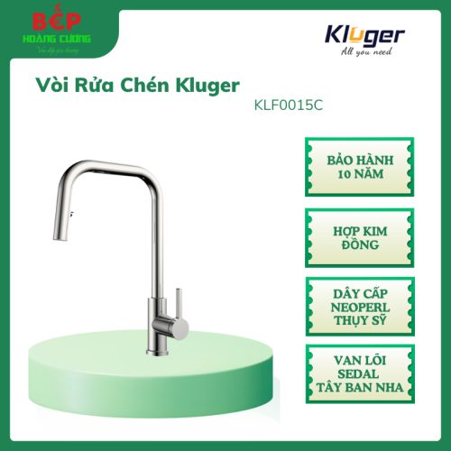 Vòi rửa bát dây rút thế hệ mới Kluger LEO Series KLF0015C, Xoay 360 độ, điều chỉnh nóng/lạnh