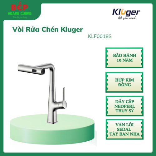 Vòi rửa bát dây rút thế hệ mới Kluger RAIN Series KLF0018S, Xoay 360 độ, 03 chế độ phun nước