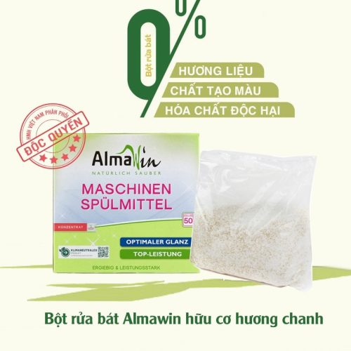 Almawin Bột Rửa Bát Hữu Cơ 1.25kg HMH.0190002 – Hương Chanh Tự Nhiên – Sản Xuất Tại Đức – Khử Mùi 10 Almawin Bột Rửa Bát 1.25kg Hữu Cơ – Hương Chanh, Làm Sạch Hiệu Quả, Sáng Bóng, An Toàn Cho Sức Khỏe