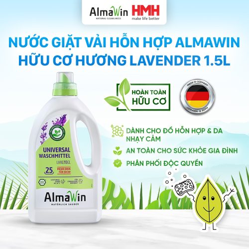 Almawin Nước Giặt Hữu Cơ 1.5L HMH.8001002 – Hương Lavender – Dành Cho Vải Màu Hỗn Hợp – Bảo Vệ Màu Sắc Vải 8 Almawin Nước Giặt Hữu Cơ Hương Lavender 1.5L – Giữ Màu Quần Áo – Thân Thiện Với Da Tay