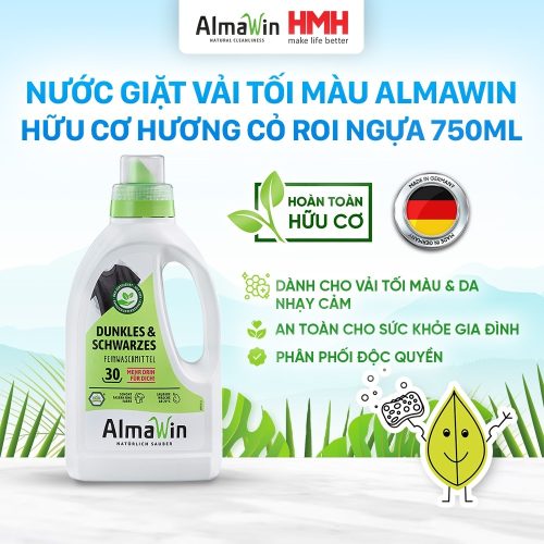 Almawin Nước Giặt Vải Đen Hữu Cơ 750ml HMH.8000750 – Hương Cỏ Roi Ngựa – Giặt Sạch Nhẹ Nhàng, Giữ Màu Bền Đẹp 8 Almawin Nước Giặt Vải Đen Hữu Cơ – Hương Cỏ Roi Ngựa 750ml – Giữ Màu, Sạch Mềm, An Toàn Cho Da