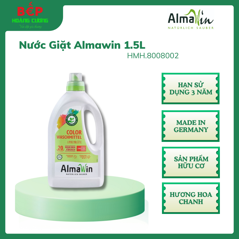 Almawin Nước Giặt Hữu Cơ 1.5L HMH.8008002 – Hương Hoa Chanh – Dành Cho Vải Màu – Bảo Vệ Màu Sắc Quần Áo 3 Almawin Nước Giặt Vải Màu Hữu Cơ – Hương Hoa Chanh 1.5L – Giữ Màu, Làm Sạch – An Toàn Cho Da