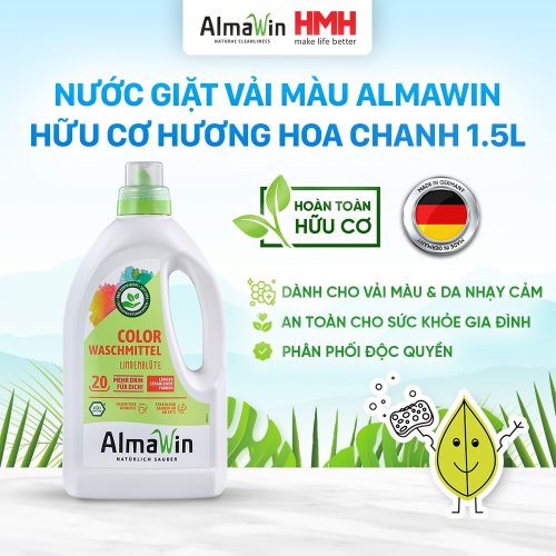 Almawin Nước Giặt Hữu Cơ 1.5L HMH.8008002 – Hương Hoa Chanh – Dành Cho Vải Màu – Bảo Vệ Màu Sắc Quần Áo 8 Almawin Nước Giặt Vải Màu Hữu Cơ – Hương Hoa Chanh 1.5L – Giữ Màu, Làm Sạch – An Toàn Cho Da