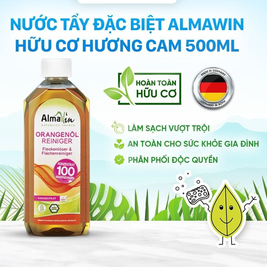 Almawin Nước Tẩy Hữu Cơ Hương Cam 500ml HMH.8035500 – Tẩy Sạch Vecni, Sơn, Dầu Nhớt – An Toàn Cho Sức Khỏe 5 Almawin Nước Tẩy Đặc Biệt Hữu Cơ 500ml – Hương Cam Tự Nhiên – Làm Sạch Hiệu Quả, An Toàn