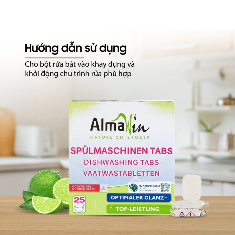 Almawin Viên Rửa Bát Hữu Cơ Hương Chanh HMH.0101925 – 25 Viên – Sạch Bóng, Không Kích Ứng, Bảo Vệ Máy Rửa Bát 5 Almawin Viên Rửa Bát Hữu Cơ 25 Viên – Hương Chanh Tự Nhiên, Sạch Dầu Mỡ, Bóng Sáng Không Cặn