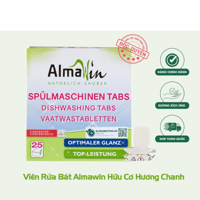 Almawin Viên Rửa Bát Hữu Cơ Hương Chanh HMH.0101925 – 25 Viên – Sạch Bóng, Không Kích Ứng, Bảo Vệ Máy Rửa Bát 7 Almawin Viên Rửa Bát Hữu Cơ 25 Viên – Hương Chanh Tự Nhiên, Sạch Dầu Mỡ, Bóng Sáng Không Cặn