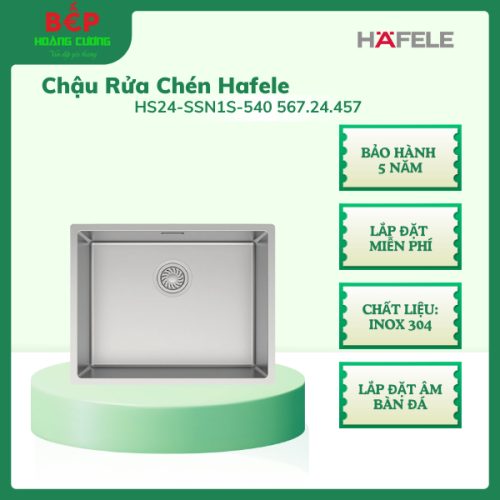 Chậu Rửa Chén Hafele HS24-SSN1S-540 567.24.457, Inox 304, Lắp đặt âm bàn đá - CHB