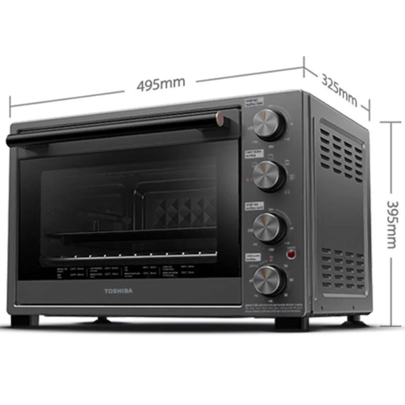 Lò nướng Toshiba TL-MC40EZF(GR), Dung tích 40L, Kính cách nhiệt 2 lớp 6 Kích thước lò nướng TOSHIBA TL-MC40EZF(GR)
