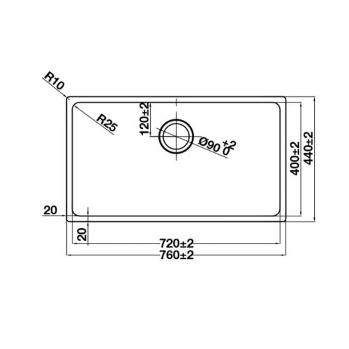 Kích thước chậu rửa bát Hafele HS24-SSN1S-760 567.24.407