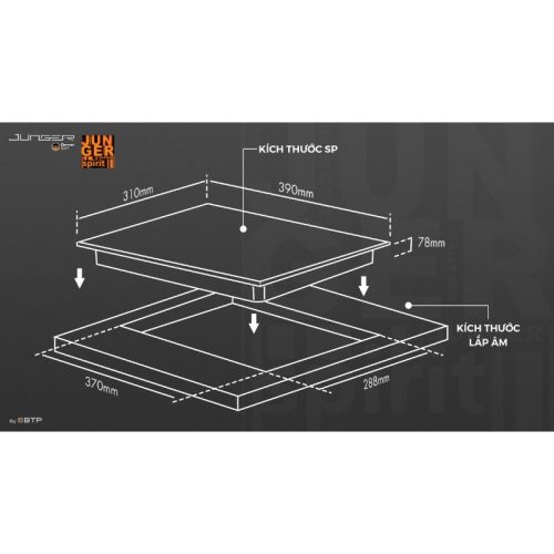 Kích thước bếp hồng ngoại đơn Junger IS-19 di động