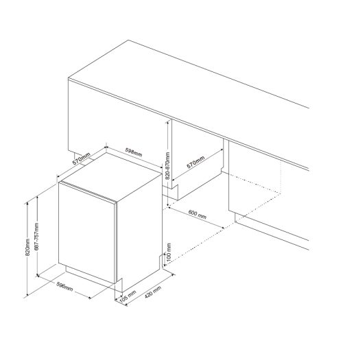 Malloca MDW14-B09FI – Máy rửa chén âm tủ – Sức chứa 14 bộ – 9 chương trình rửa – Công nghệ sấy 10 Kích Thước Máy rửa chén MDW14-B09FI