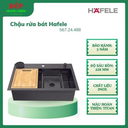 Chậu Rửa Chén Bát Inox Hafele 567.24.488 Chất liệu inox cao cấp hoàn thiện Titan