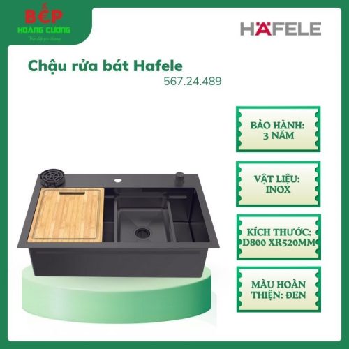 Chậu Rửa Chén Bát Inox Hafele 567.24.489 WF R10 HS25-SSN1S-8052 Màu hoàn thiện đen