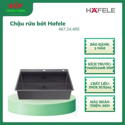 Chậu Rửa Chén Hafele 567.24.485 760mm HS25-SSN1S-7650 Màu Đen, Độ dày 1.2 mm
