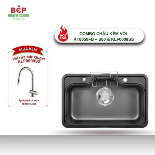 Chậu rửa bát Kluger TAKI Series KT8050FB - S80 Basic, Bề mặt LINEN dập nổi, Bảo hành 10 năm