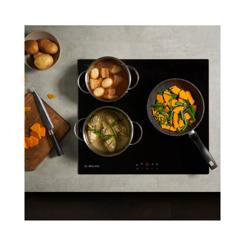 Bếp âm Malloca MH-5903 IN – 3 vùng nấu, cảm ứng hiện đại, tổng công suất 6.2 kW, thiết kế sang trọng 3 Ảnh bếp từ Malloca 3 vùng nấu MH-5903 IN lắp âm