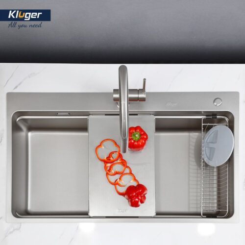 Chậu rửa bát Kluger MOD Series KF8850FSPlus, Bề mặt LINEN dập nổi, Thép không gỉ Inox 304 14 Chậu rửa bát Kluger KF8850FS Plus