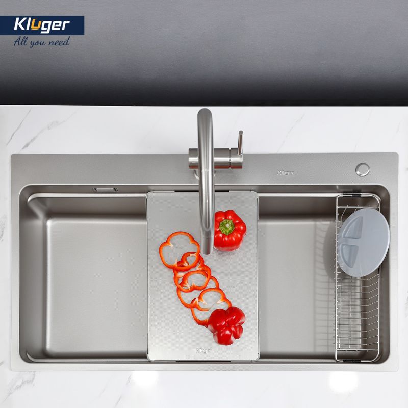Chậu rửa bát Kluger MOD Series KF8850FSPlus, Bề mặt LINEN dập nổi, Thép không gỉ Inox 304 8 Chậu rửa bát Kluger KF8850FS Plus