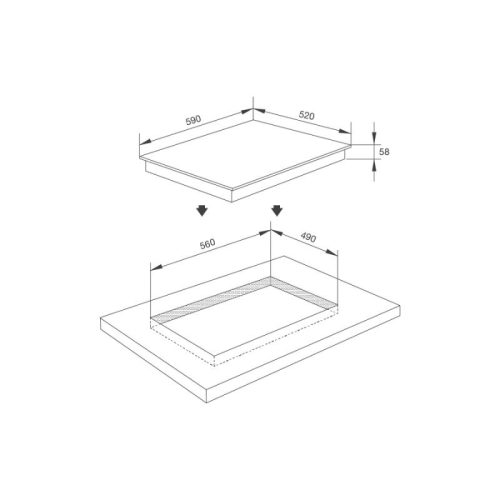Bếp âm Malloca MH-5903 IN – 3 vùng nấu, cảm ứng hiện đại, tổng công suất 6.2 kW, thiết kế sang trọng 8 Kích thước bếp từ Malloca 3 vùng nấu MH-5903 IN lắp âm