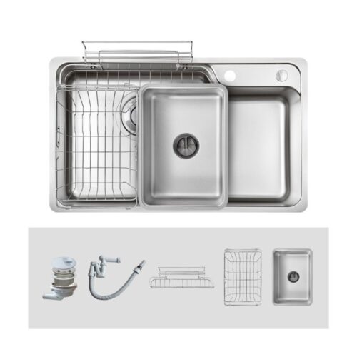 Chậu rửa bát Kluger HARU Series KH8048FS - S80 Plus, Bề mặt LINEN dập nổi, Bảo hành 10 năm 9 Thiết kế chậu rửa bát Kluger KH8048FS – S80 Plus