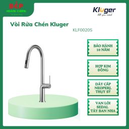 Vòi rửa bát dây rút Kluger SMOOTH Series KLF0020S, Xoay 360 độ, điều chỉnh nóng/lạnh